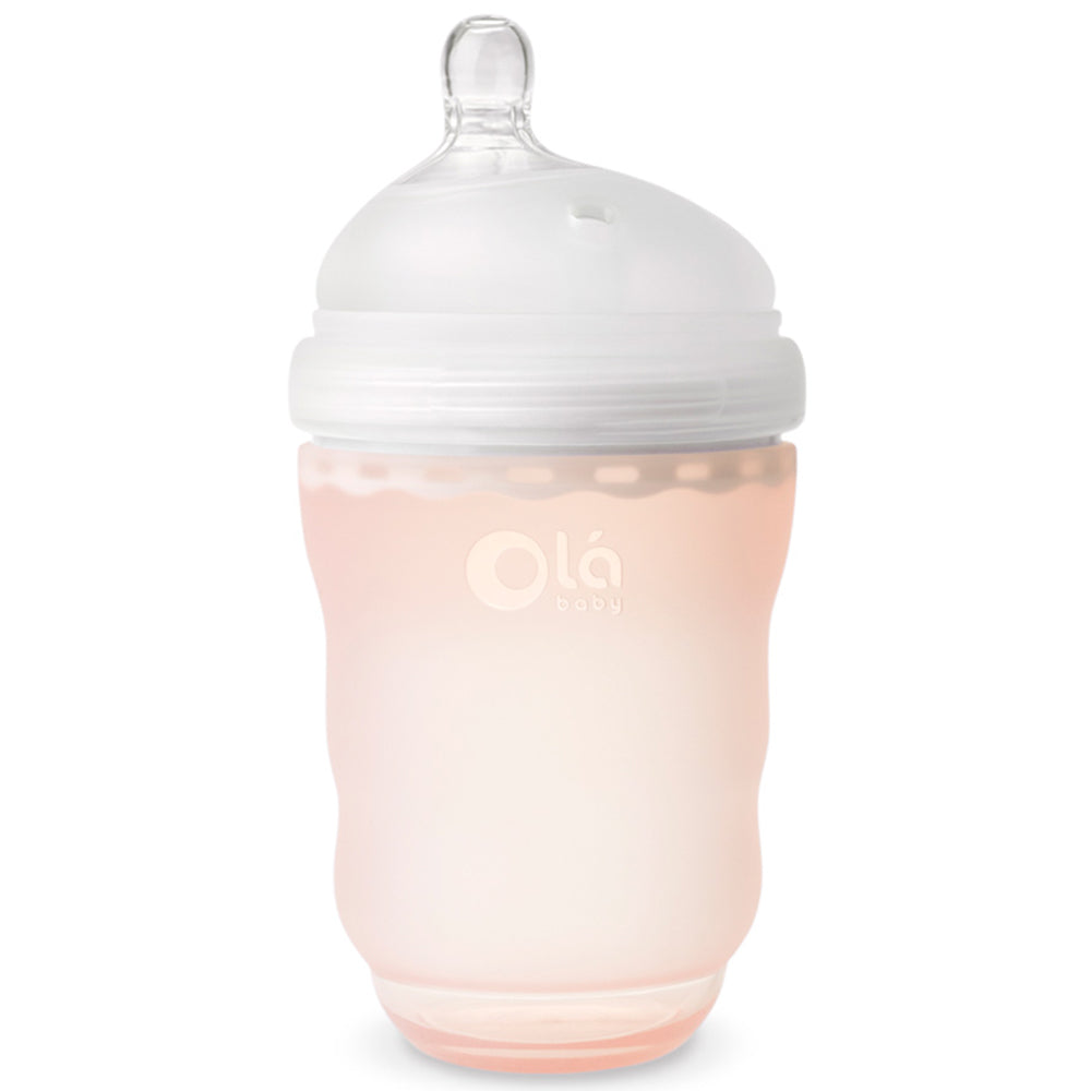 Olababy 100% Silicone GentleBottle Baby Bottle coral orange 8 ounces 