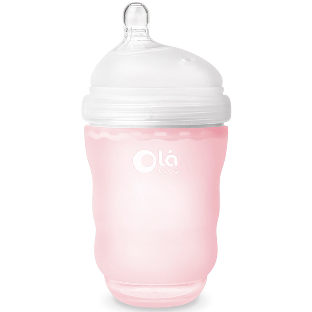 pink 8 ounces Olababy GentleBottle. bottles for breastfed babies