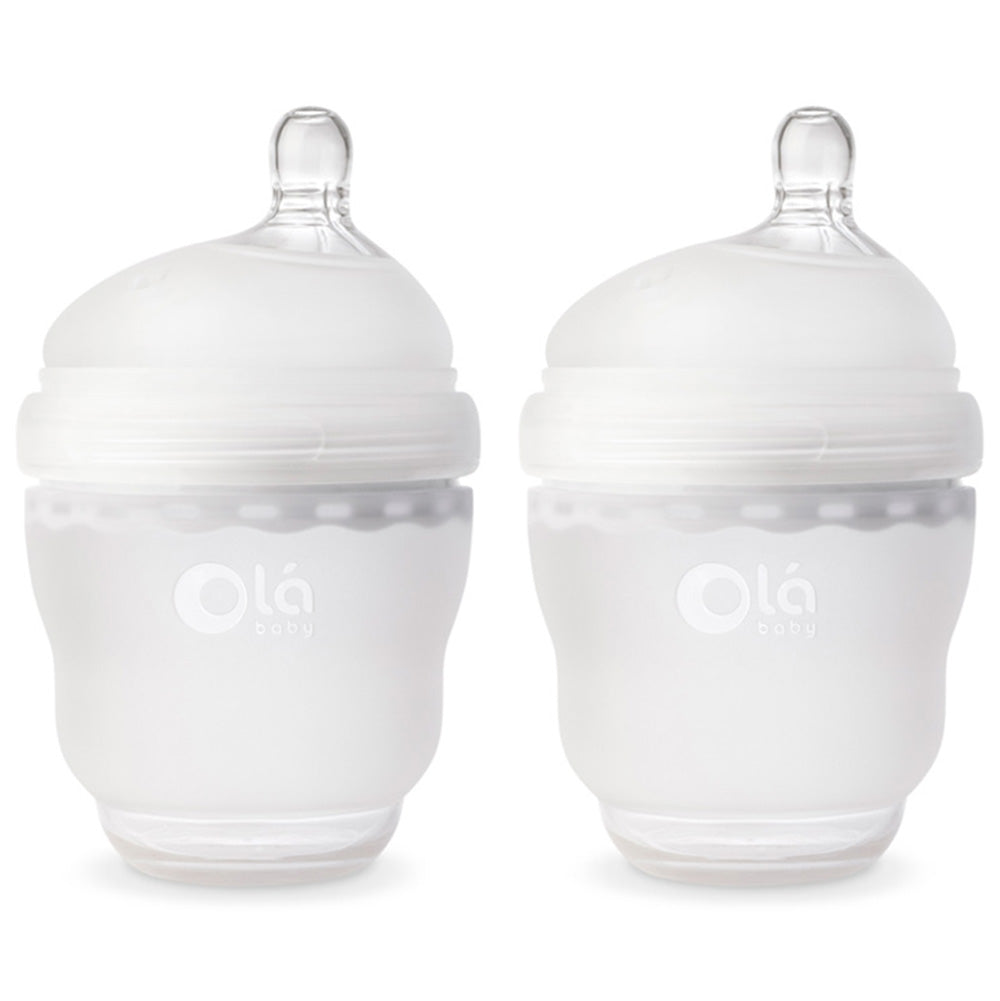 Olababy 100% Silicone GentleBottle Baby Bottle 2-Pack Bundle frost transparent clear 4 ounces 