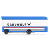 Graywolf bus wooden toy by Candylab, a retro public transport bus for kids.