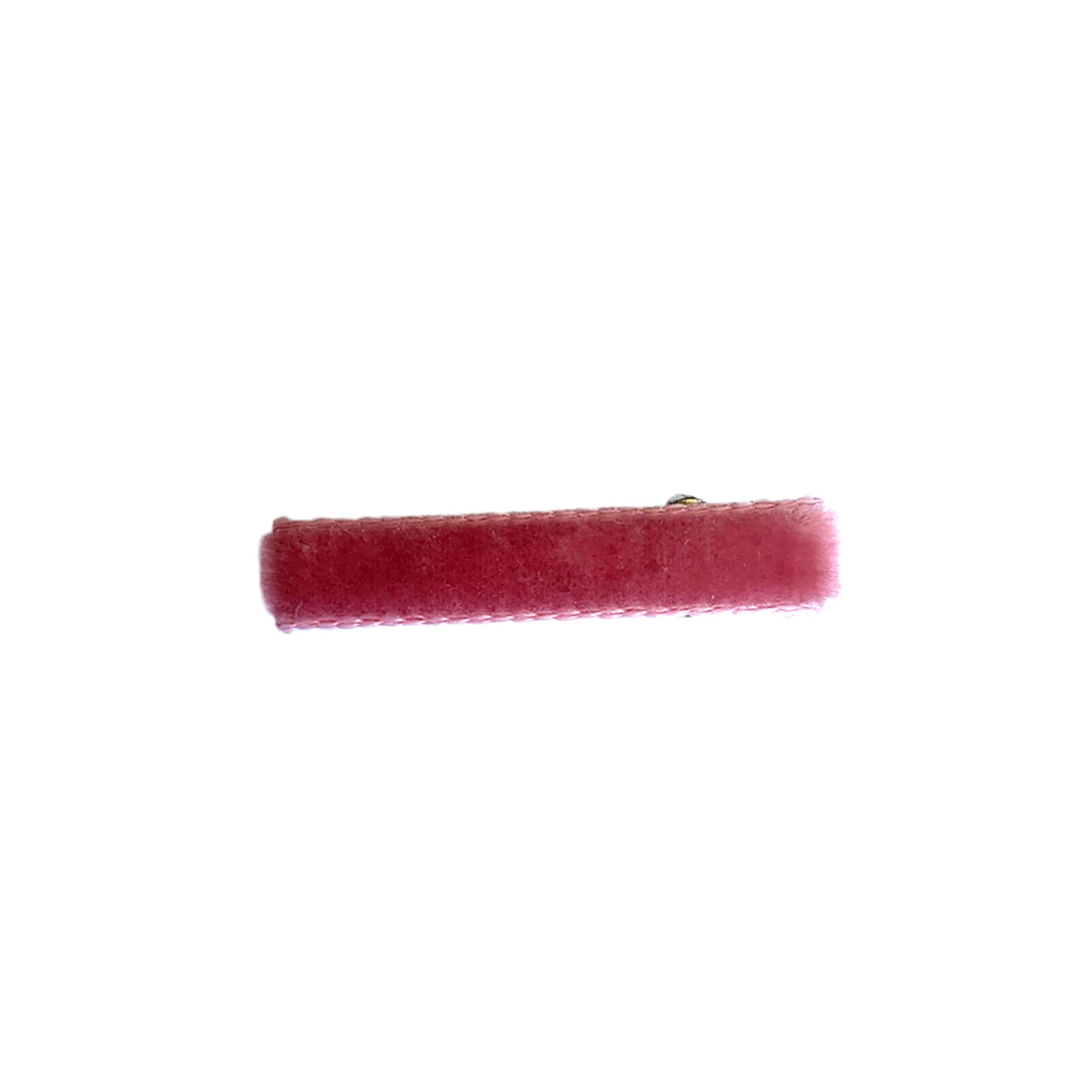 Hello Tartlet Petite Guava Velvet Hair Clip. Medium pink velvet covered hair clip.
