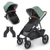UPPAbaby Gwen Green VISTA V2 Baby Stroller and V2 RumbleSeat Bundle with Adapters