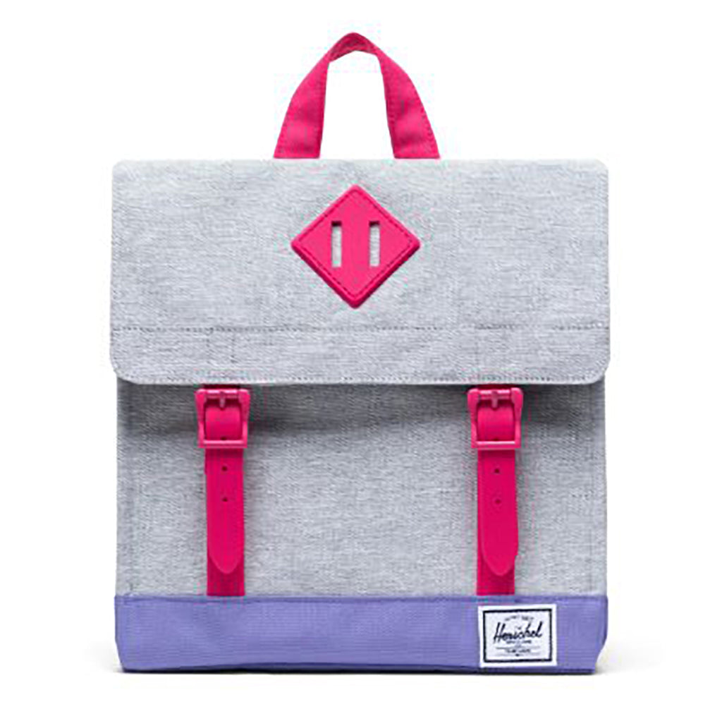 Herschel Children's Survey Backpack Book Bag grey cross hatch raspberry pink aster purple