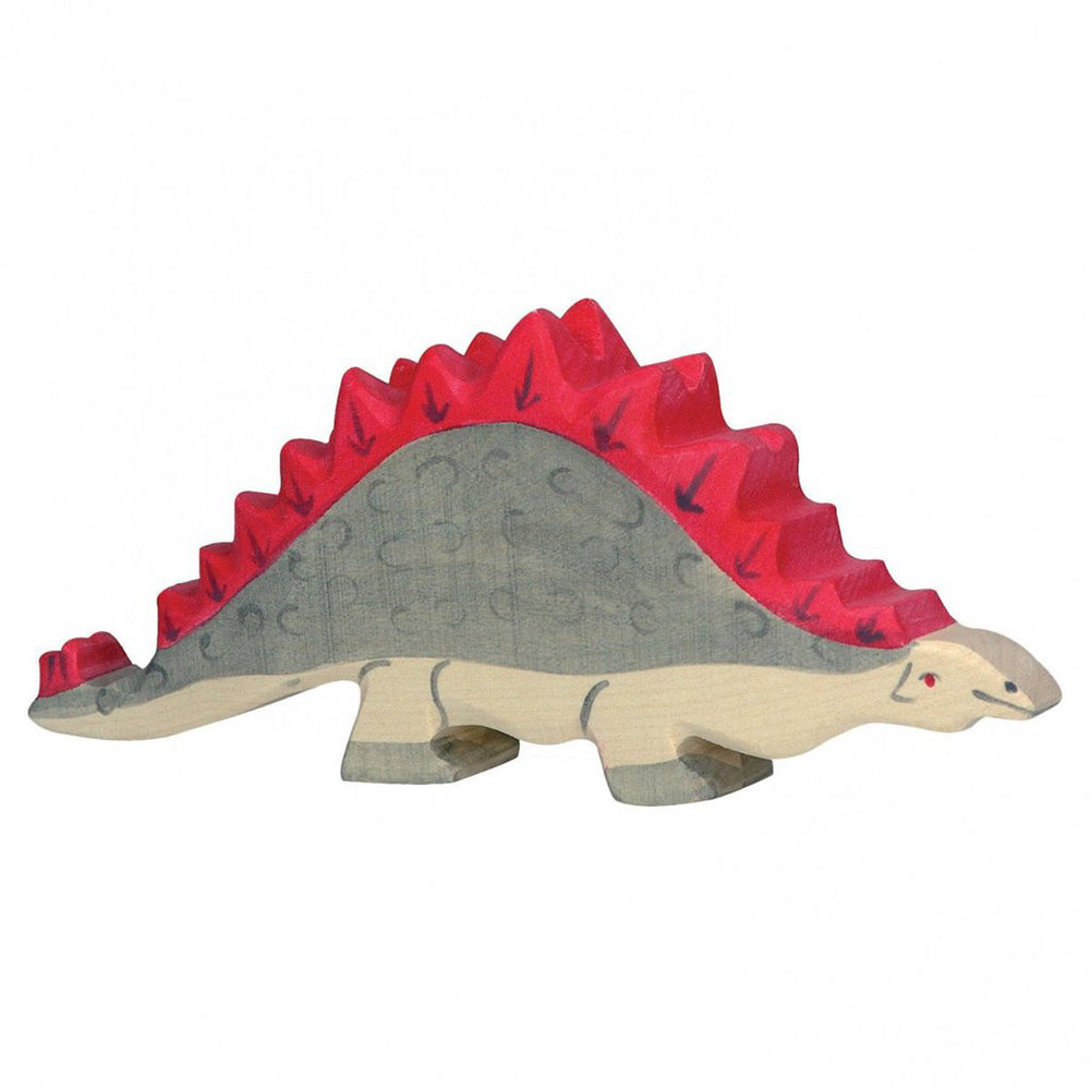 Holztiger Wooden Dinosaurs Children's Toys stegasaurus red spikes grey 