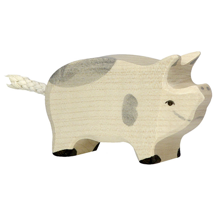 Holztiger wood carved animals piglet figurine