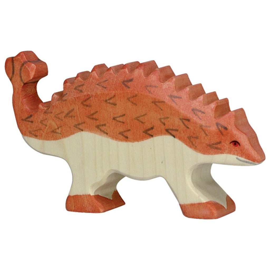 Holztiger Wooden Dinosaurs Children's Toys ankylosaurus red spikes club tail