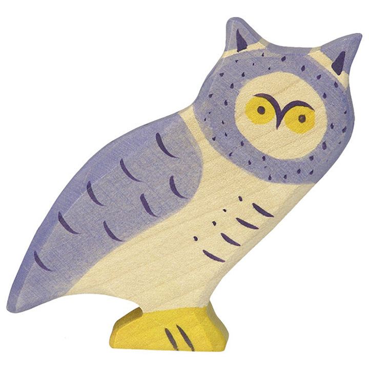 Holztiger farm animals toy blue owl figurine