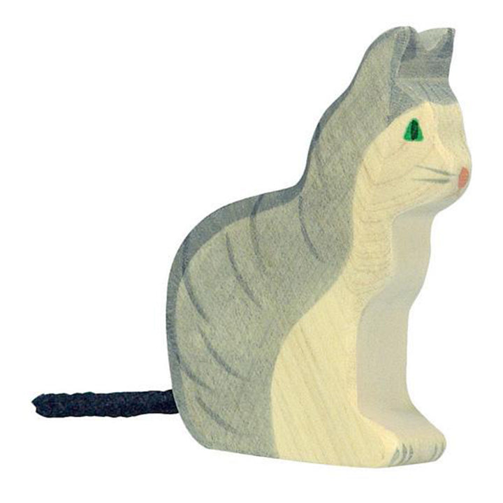 Holztiger farm animals toys seated cat figurine