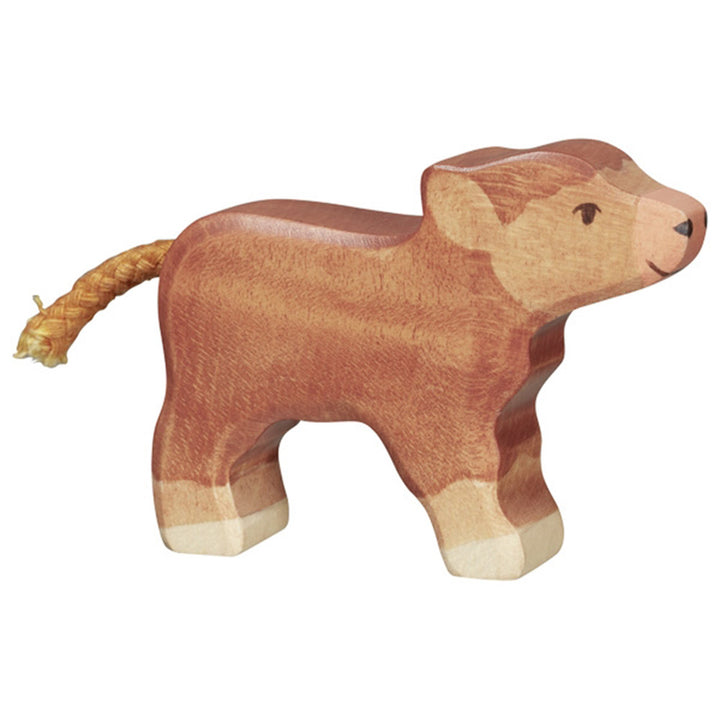 Holztiger wooden carved animals highland calf figurine