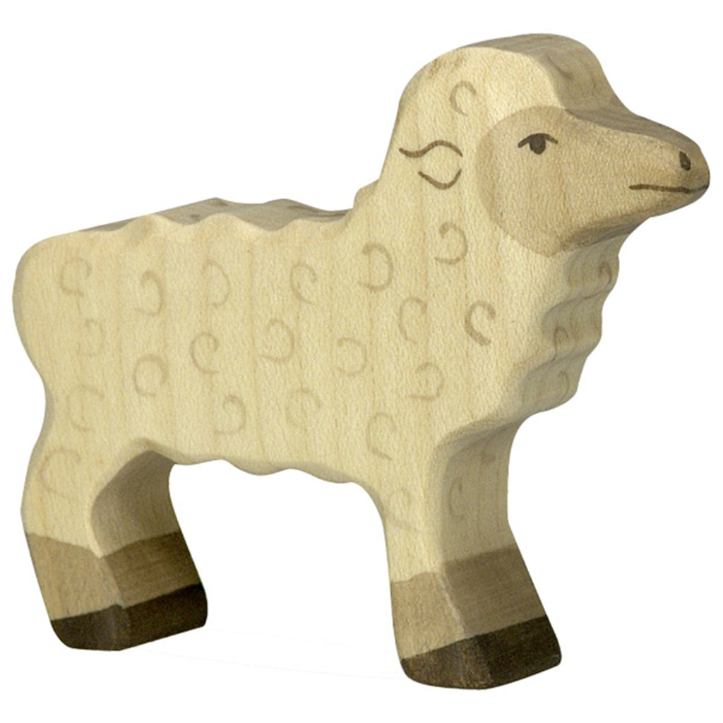 Holztiger Wooden Farm Animals Children's Toys lamb white curly 