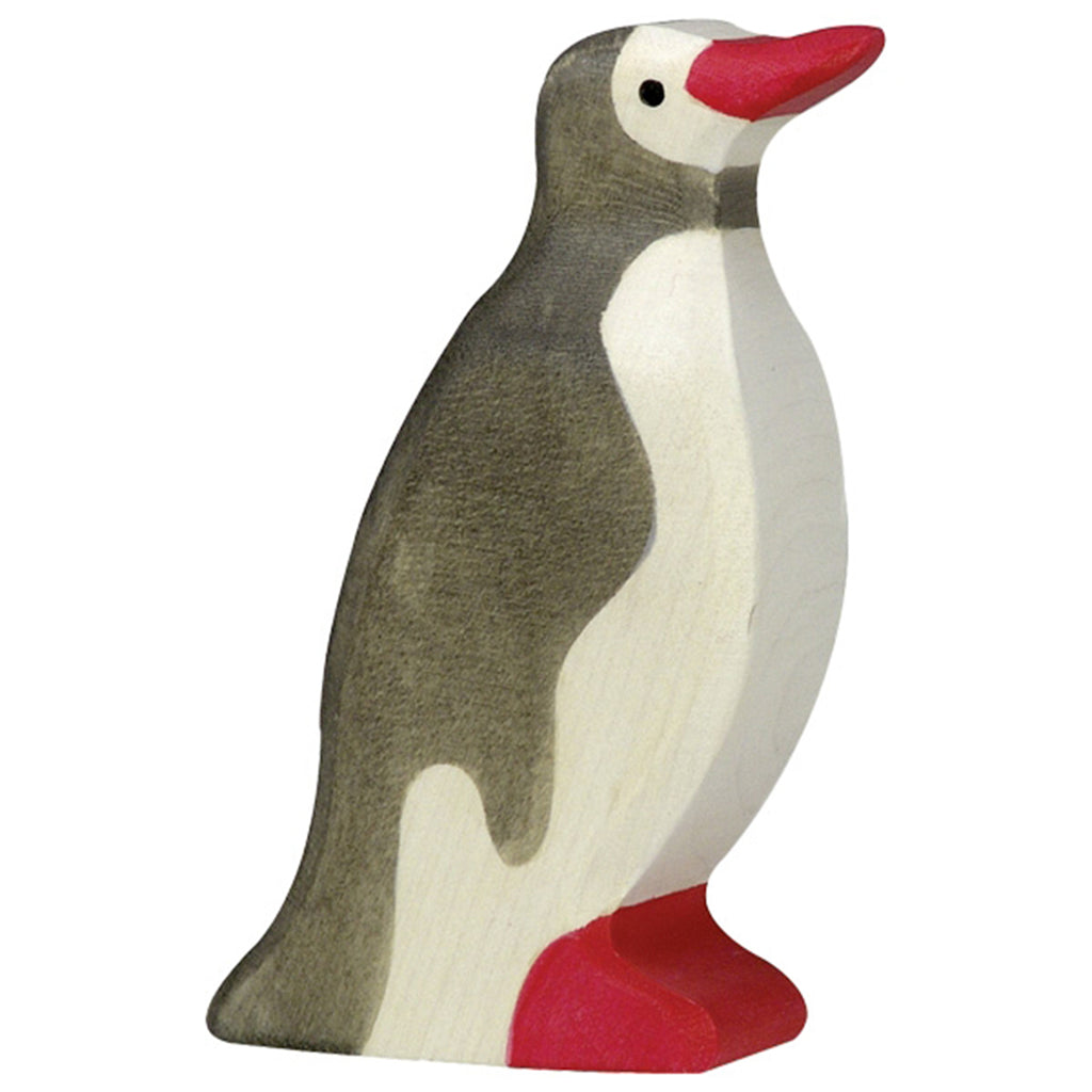 Holztiger Wooden Arctic Animals Children's Toys large penguin black white red beak feet