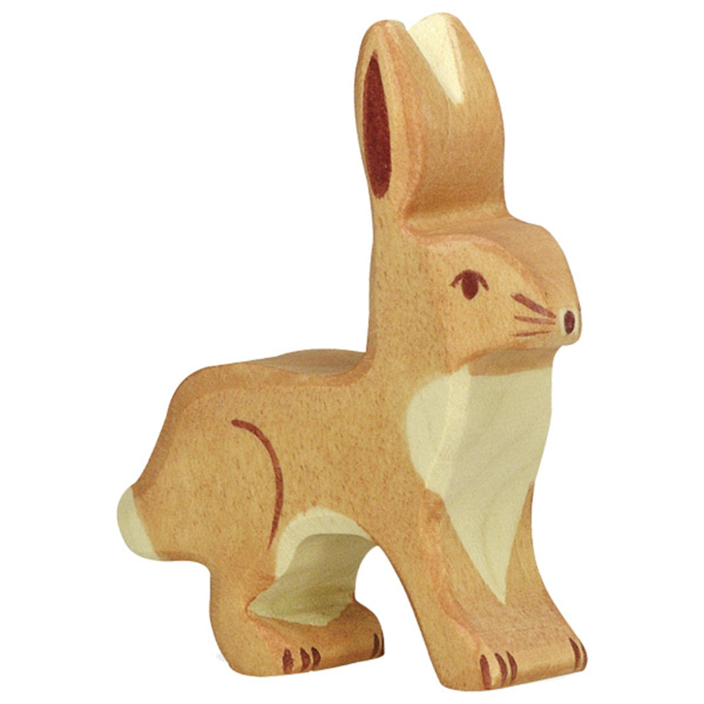 Holztiger Wooden Farm Animals Children's Toys rabbit hare ear cocked brown 80097