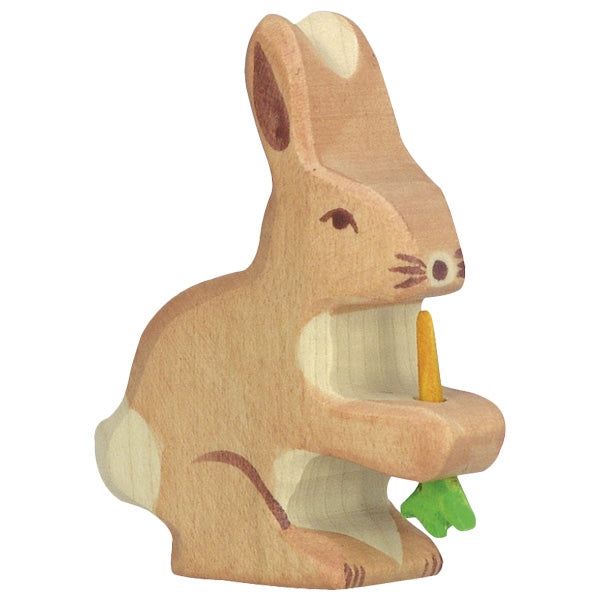 Holztiger toy animals wooden rabbit with carrot