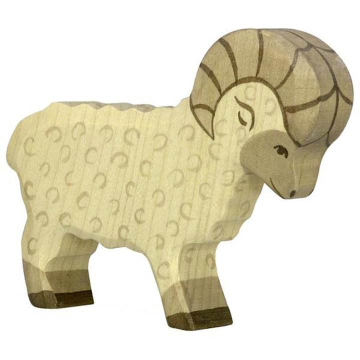 Holztiger woden animals ram figurine