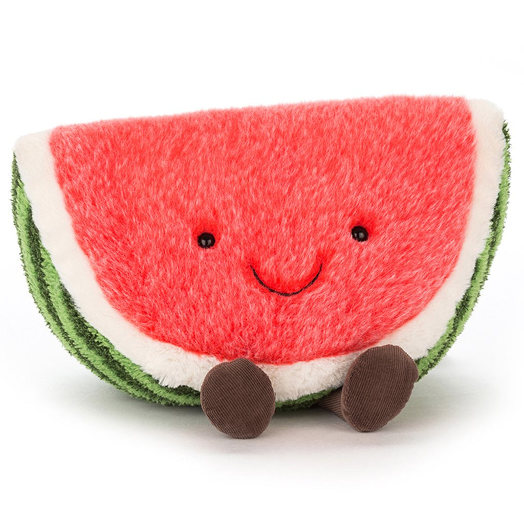 Jellycat Watermelon Amuseables Children's Stuffed Animal Toys red green brown legs smile