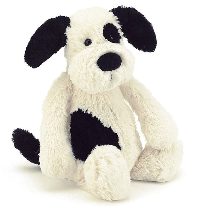 Jellycat Bashful Stuffed Animals black cream puppy spotted