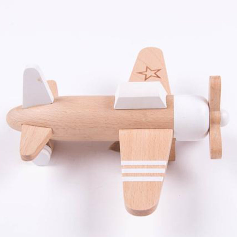 Kiko+ friction propeller plane, eco-friendly wooden toy aircraft for children.