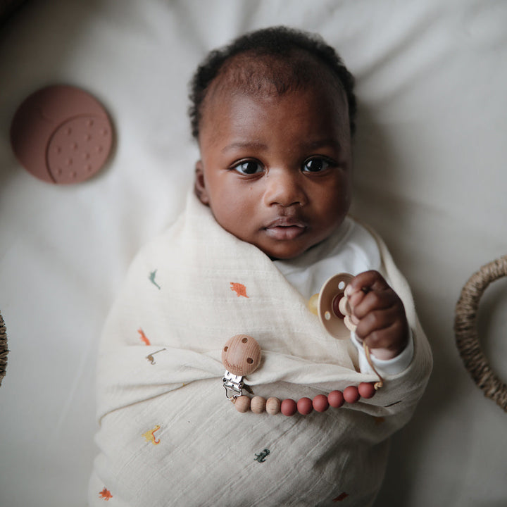 Mushie Dinosaurs Organic Cotton Swaddle Blanket 