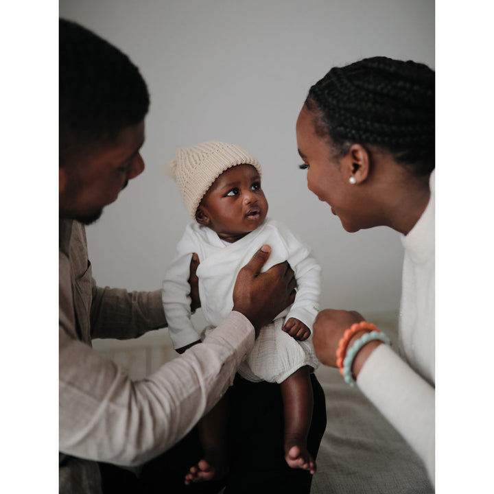 Mushie baby gum relief toys designed to ease discomfort and promote healthy gums