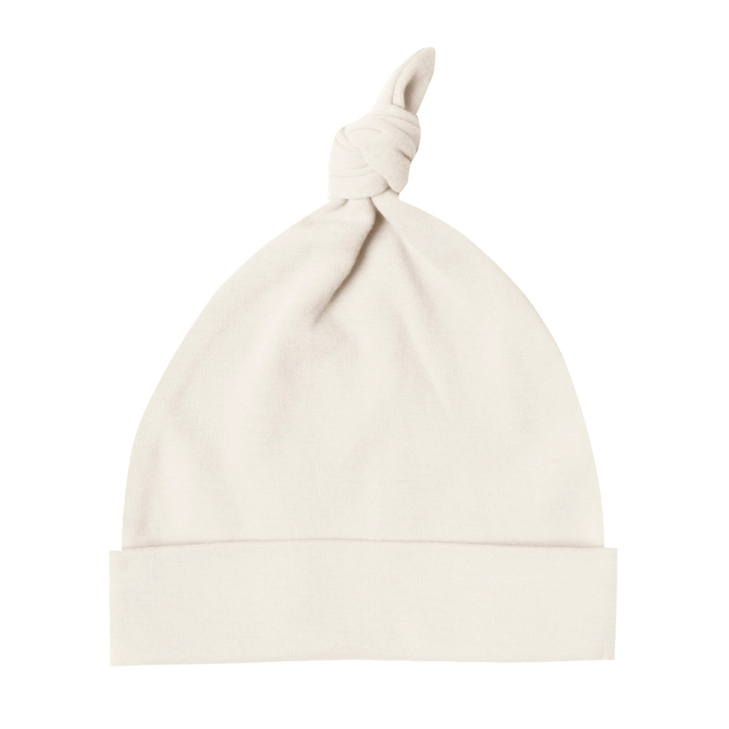 Quincy Mae 100% Organic Cotton Brushed Jersey Infant Baby Knotted Hat ivory neutral white