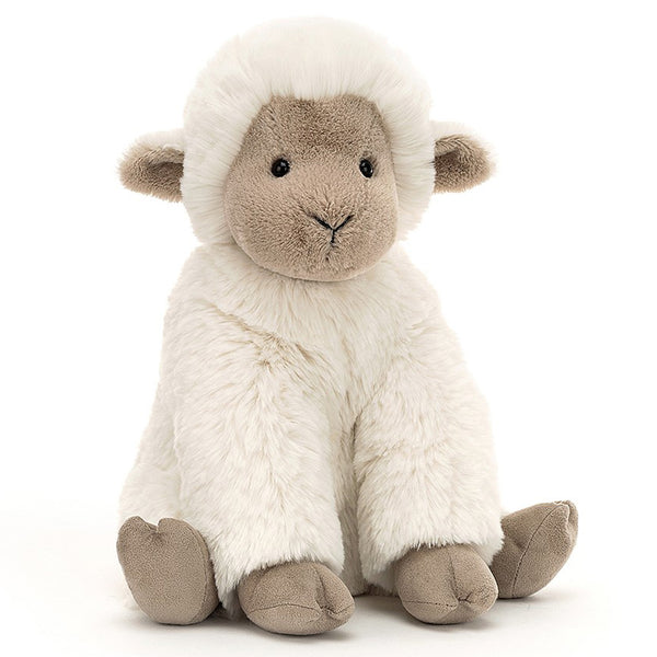 Jellycat Medium Libby Lamb Children's Stuffed Animal Toys off white cream fur light brown tan face
