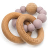 LouLou LOLLIPOP 100% Food Grade Bubble Silicone & Wood Baby Teether Toy dusty mauve blush pink 