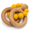 LouLou LOLLIPOP 100% Food Grade Bubble Silicone & Wood Baby Teether  golden mustard yellow dark 