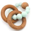 LouLou LOLLIPOP 100% Food Grade Bubble Silicone & Wood Baby Teether  mint light blue green