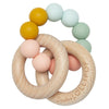 LouLou LOLLIPOP 100% Food Grade Bubble Silicone & Wood Baby Teether rainbow pastel multicolored