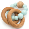 LouLou LOLLIPOP 100% Food Grade Bubble Silicone & Wood Baby Teether  robin's egg blue light 