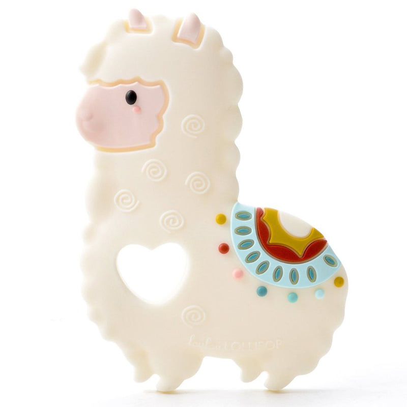 LouLou LOLLIPOP 100% Food Grade Silicone Infant Baby Teether Toy llama alpaca white multicolored saddle