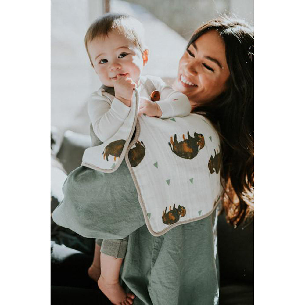 Little Unicorn Muslin Burp Cloth in Bison brings minimal design to practical muslin burp cloths.