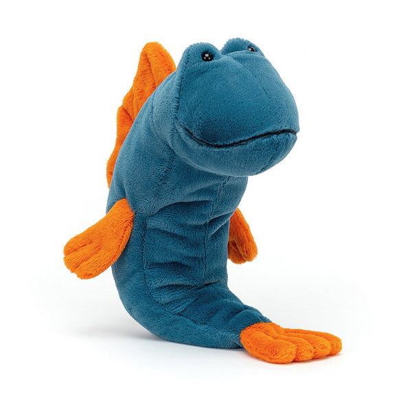 Jellycat Mack Mudskipper Children's Stuffed Animal Plush Toy bright blue and orange