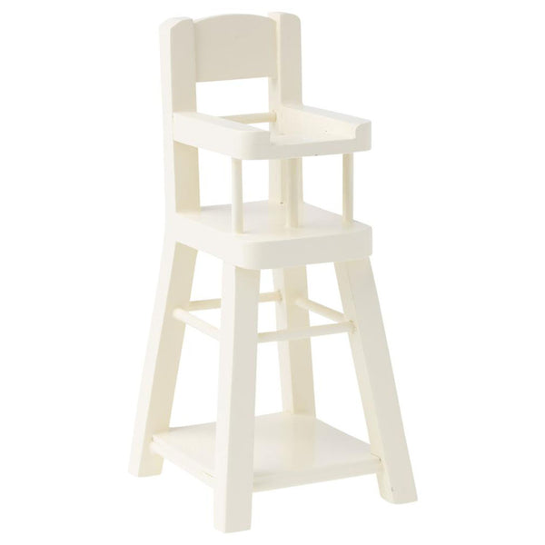 Maileg Micro White High Chair Kid's Pretend Dollhouse Accessory Toy