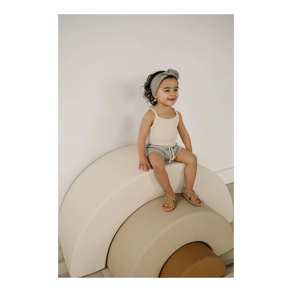 Mebie baby clothes cream ribbed tank bodysuit for babies