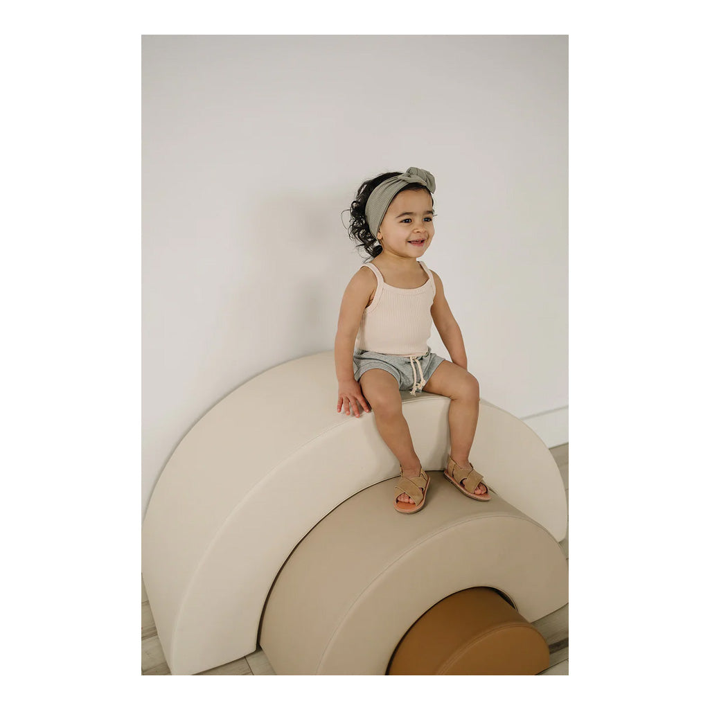 Mebie baby clothes cream ribbed tank bodysuit for babies