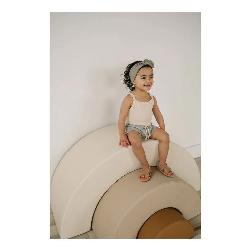 Mebie baby clothes cream ribbed tank bodysuit for babies