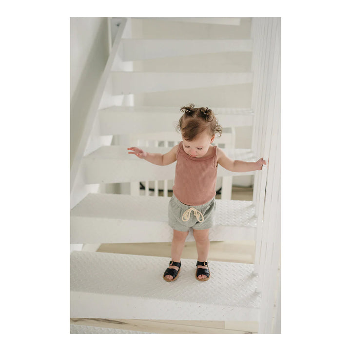 Mebie baby clothes dusty rose ribbed tank bodysuit for babies