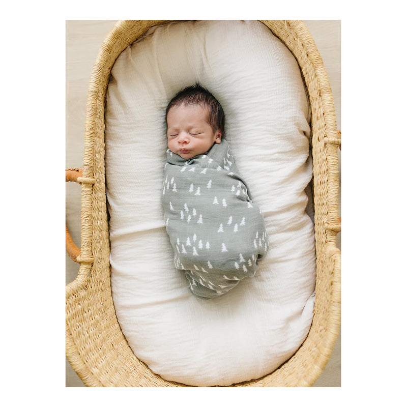 mebie baby blanket, baby swaddles light grey with trees
