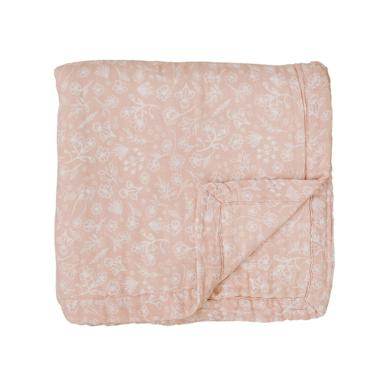 Mebi baby pink floral muslin quilt for babies