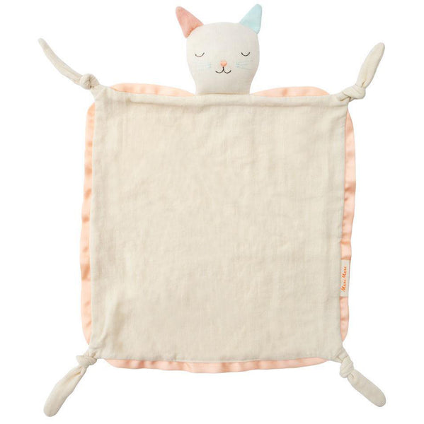 Meri Meri Natual Organic Cotton Muslin Baby Blanklette & Soother cat pink security 