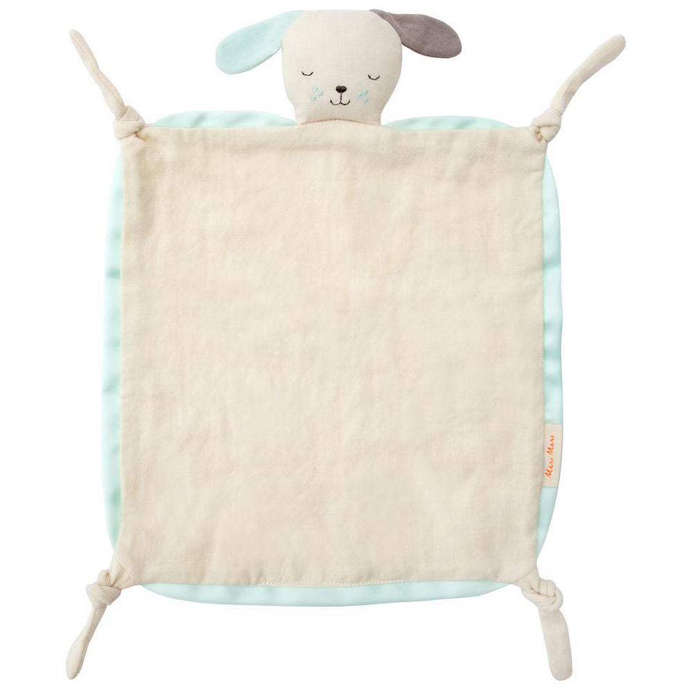 Meri Meri Natual Organic Cotton Muslin Baby Blanklette & Soother dog blue security 