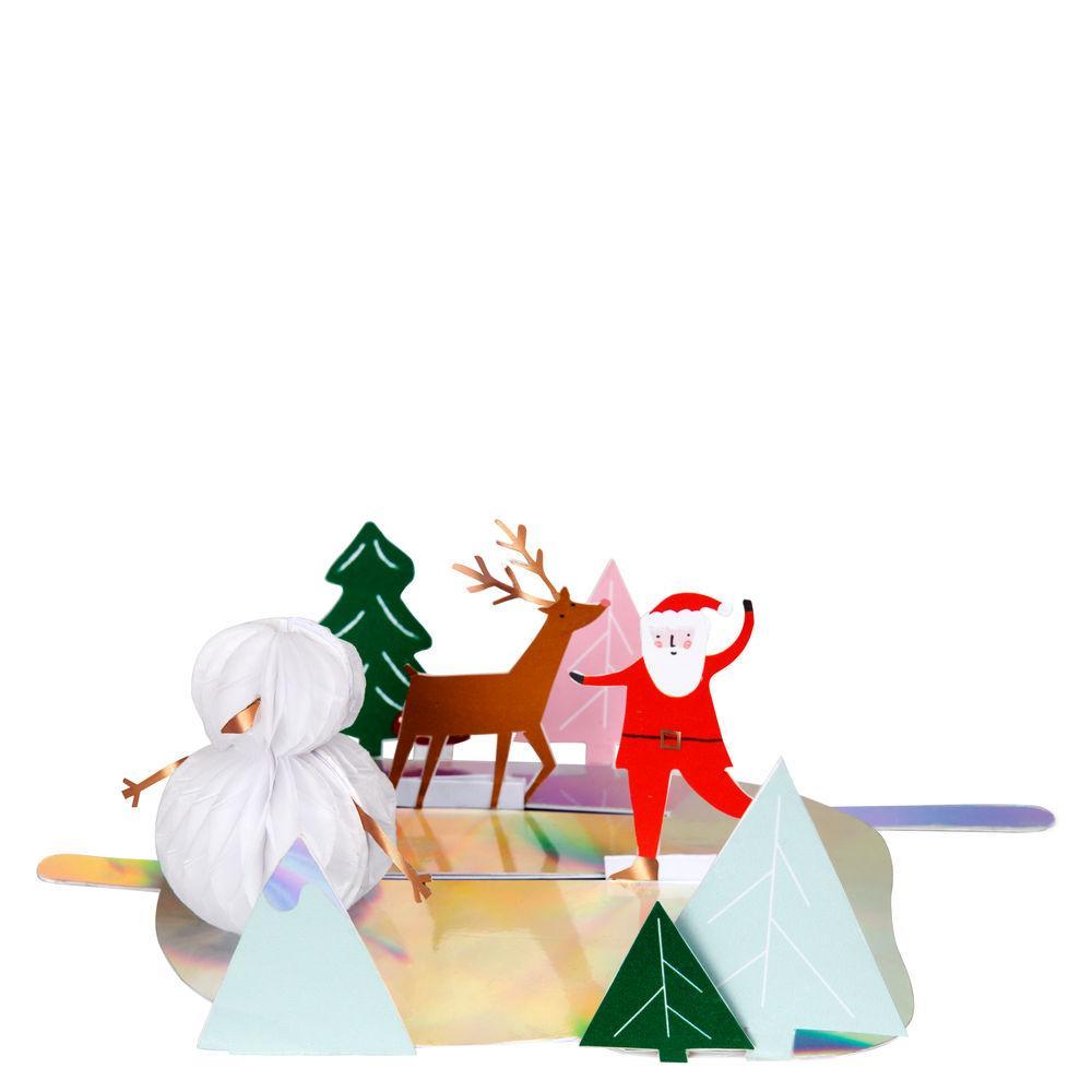 Meri Meri Christmas Holiday Interactive Greeting Card - Ice Skating santa reindeer snowman 