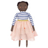 Meri Meri Fabric Doll Children's Classic Toy ruby pink skirt blue white striped shirt brown hair 