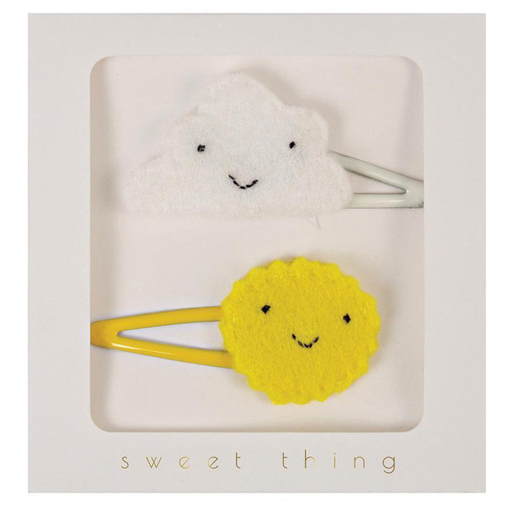 Meri Meri Children's Hair Clip Accessory cloud white yellow sun felt