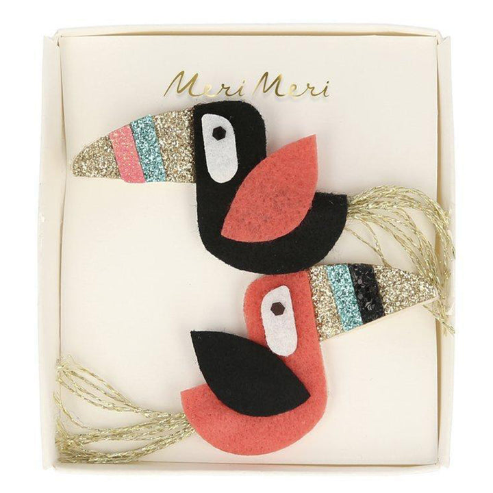 Meri Meri Children's Hair Clip Accessory toucan tropical bird felt glitter