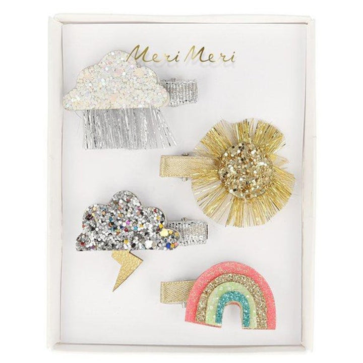 Meri Meri Children's Hair Clip Accessory weather cloud sun storm rainbow