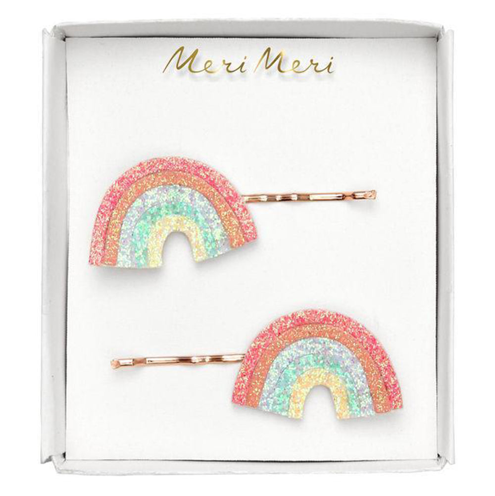 Meri Meri Children's Hair Slide Pin Accessory glitter rainbow multicolored 2 pack 