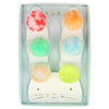 Meri Meri Children's Hair Tie Accessory neon yarn pompom balls multicolored bright 6-pack