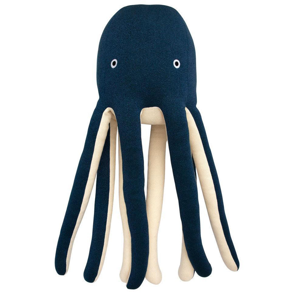 Meri Meri Organic Cotton Knitted & Stitched Children's Animal Toys cosmo the octopus tentacles blue beige 